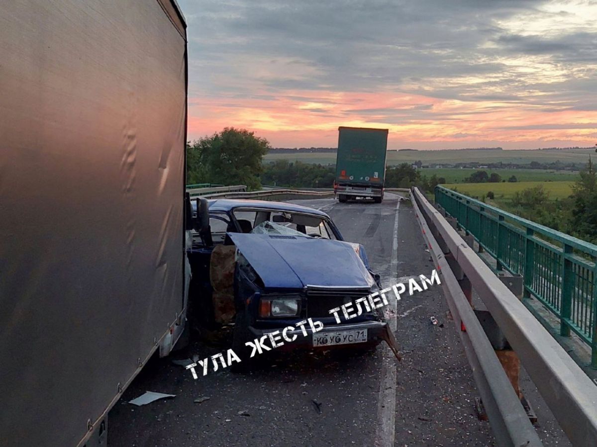 В Тульской области неуправляемый грузовик снес легковушку: пострадал один человек В Тульской области неуправляемый грузовик снес легковушку: пострадал один человек