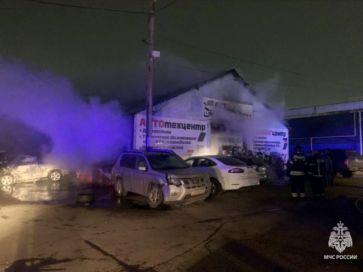 В Туле потушили автосервис и автомобили внутри него В Туле потушили автосервис и автомобили внутри него