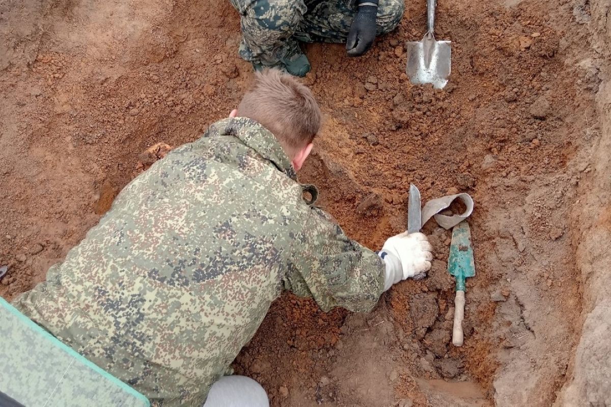В Щекинском районе Тульской области нашли одиночное захоронение бойца Красной Армии