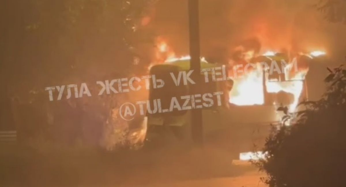 В Большой Туле полностью выгорели пазик и два легковых автомобиля В Большой Туле полностью выгорели пазик и два легковых автомобиля