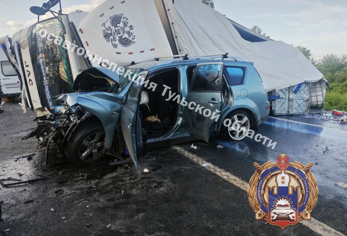 В Тульской области на федеральной трассе столкнулись «Джак» и «Митсубиши» В Тульской области на федеральной трассе столкнулись «Джак» и «Митсубиши»