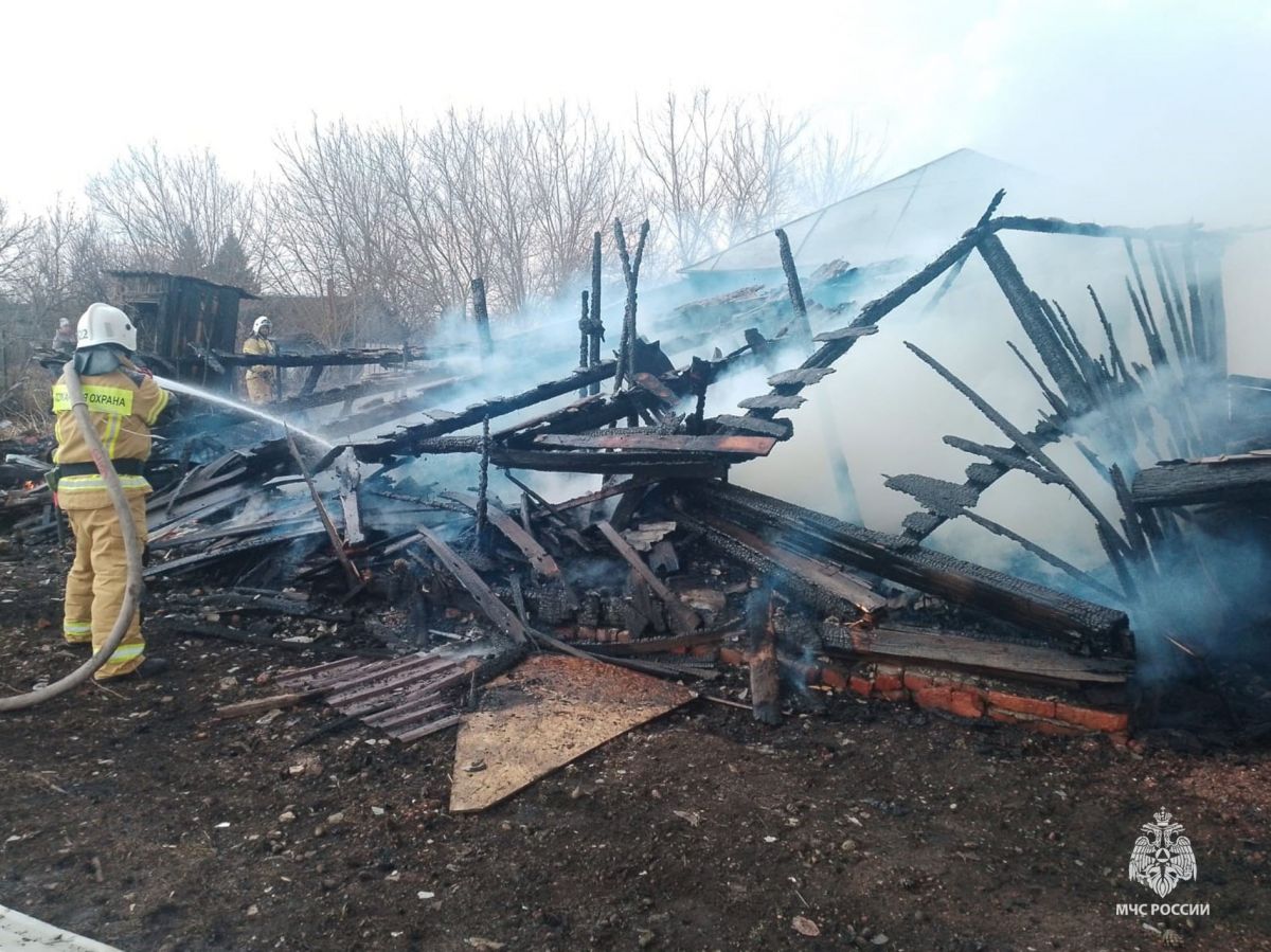 В Тульской области загорелись неэксплуатируемое сооружение и мусорный контейнер