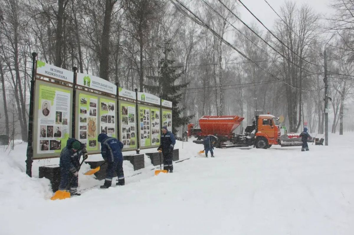 В Туле парки расчищают от снега