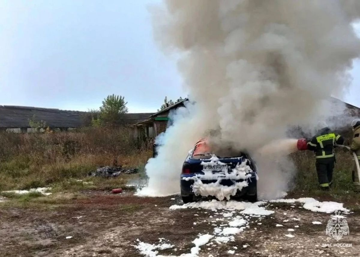 В Дубенском округе огнеборцы потушили горящий легковой автомобиль